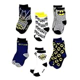 Batman Toddler 6 pack Crew Socks (4T/5T, Batman Pow!)