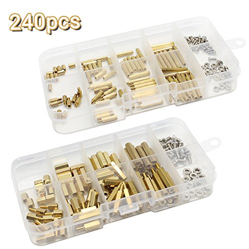 Hosim M2 M3 Screws, 240 PCS Male Female Hex Brass Spacer Standoff Screw Nut Assortment Kit, Prototyping Accessories for PCB FPV RC Quadcopter Drone Arduino Circuit Board and Electronics - Thumbnail 7