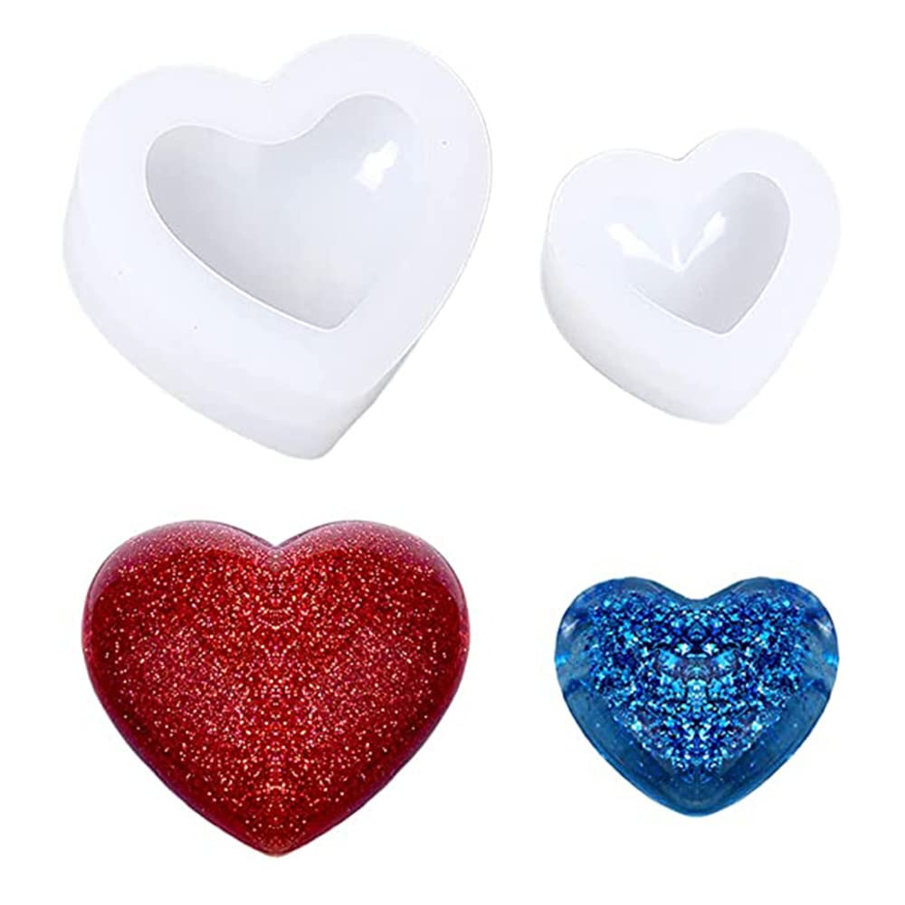 MaoNativey Silicone Mold, 2 PCS 3D Love Mold Flexible Heart Shape Silicone Mold Soap Mold for DIY Handmade Resin Soap Crafts Silicone Heart Pendant
