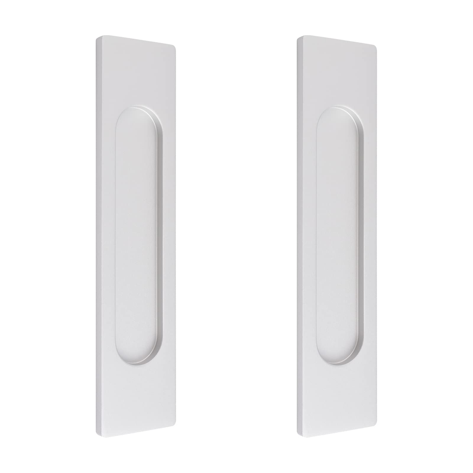 MOROBOR 18CM Self-Stick Rectangual Sliding Door Pulls, 2pcs Silver Aluminum Alloy Flush Pull Punch-Free Handle for Sliding Barn Door Windows Cabinets — image 1