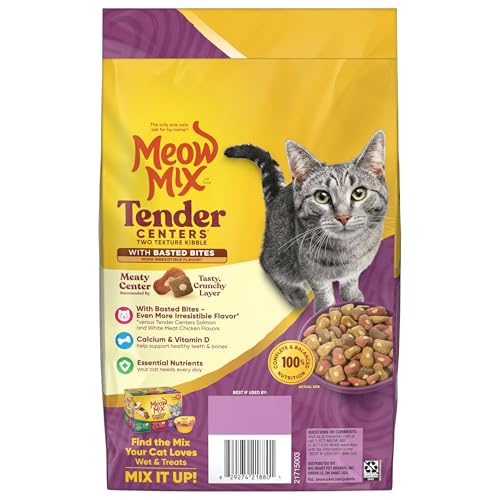 MEOW MIX TENDER CENTERS BASTED BITES CHICKEN AND TUNA FLAVOR, 3 POUND, CRUNCHY OUTSIDE MEATY INSIDE
