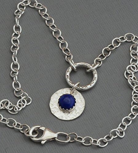 Sterling silver navy blue lapis lazuli chain ankle bracelet anklet beach jewelry