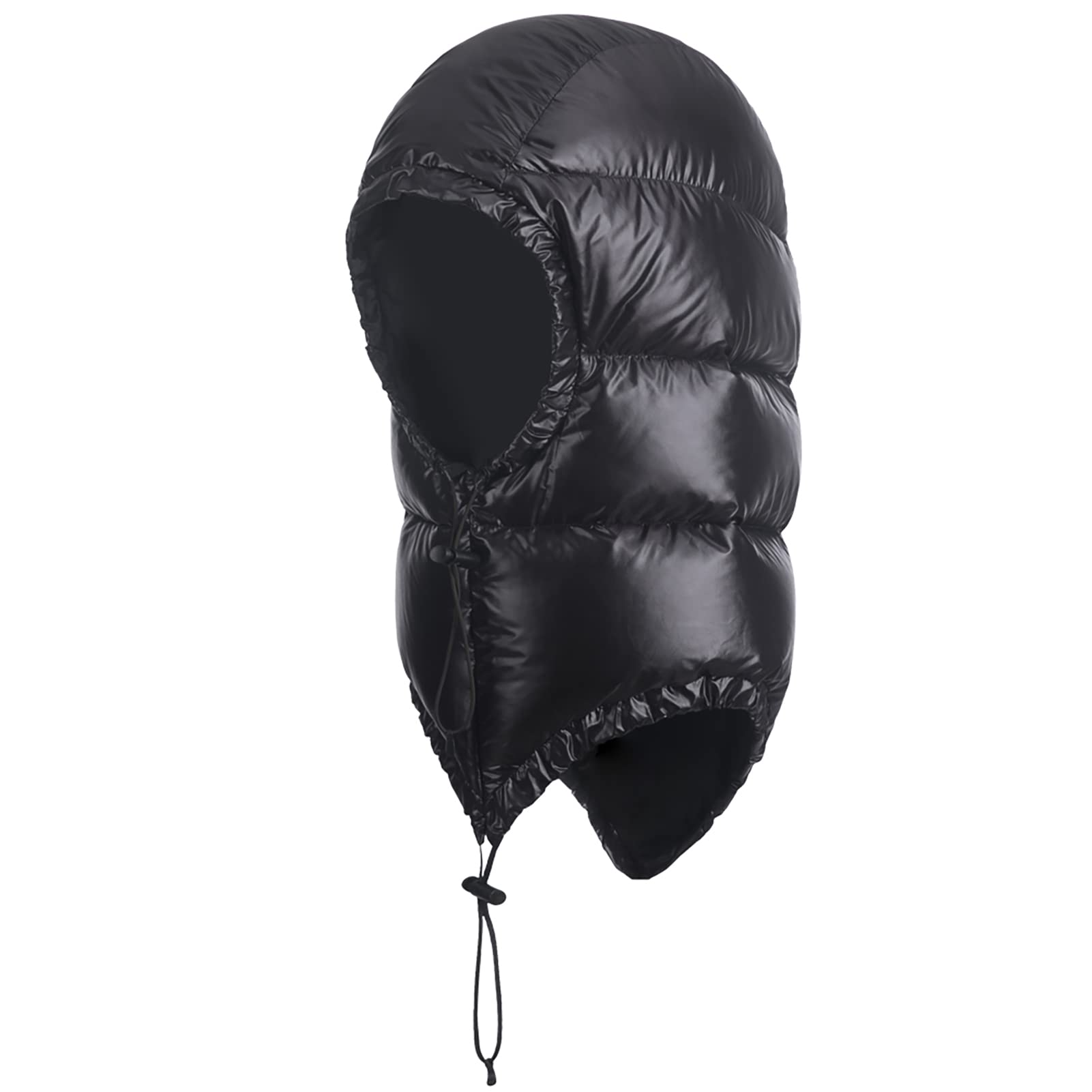 Photo 1 of Tapasimme Winter Warm Down Cap Ultralight Windproof Sleeping Bag Outdoor Camping Waterproof Down Hood Hat with Compression Storage Bag (Dark Black)