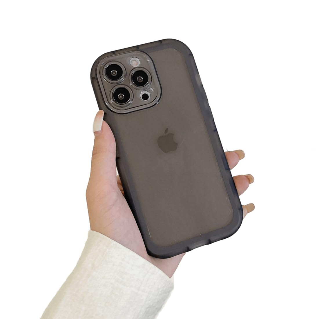 WDTURNS Compatible with iPhone 12 Pro Silicone Case, [Raised Edge Camera & Screen] [Never Yellow] Transparent Case and TPU Protective Case for iPhone 12 Pro – Black