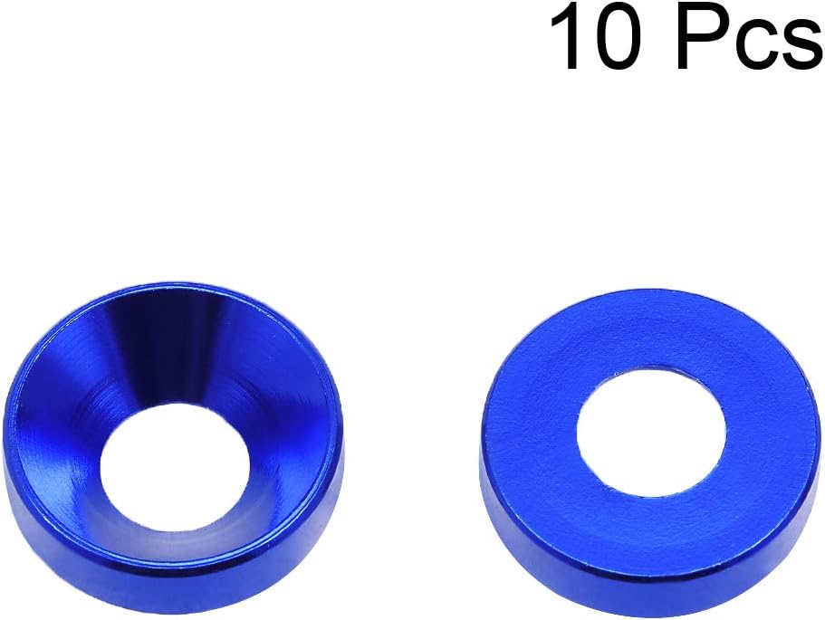 sourcing map 10Pcs 0.47" x 0.2" x 0.13" Aluminum Alloy Countersunk Washer for Screw Bolt Dark Blue - Image 3