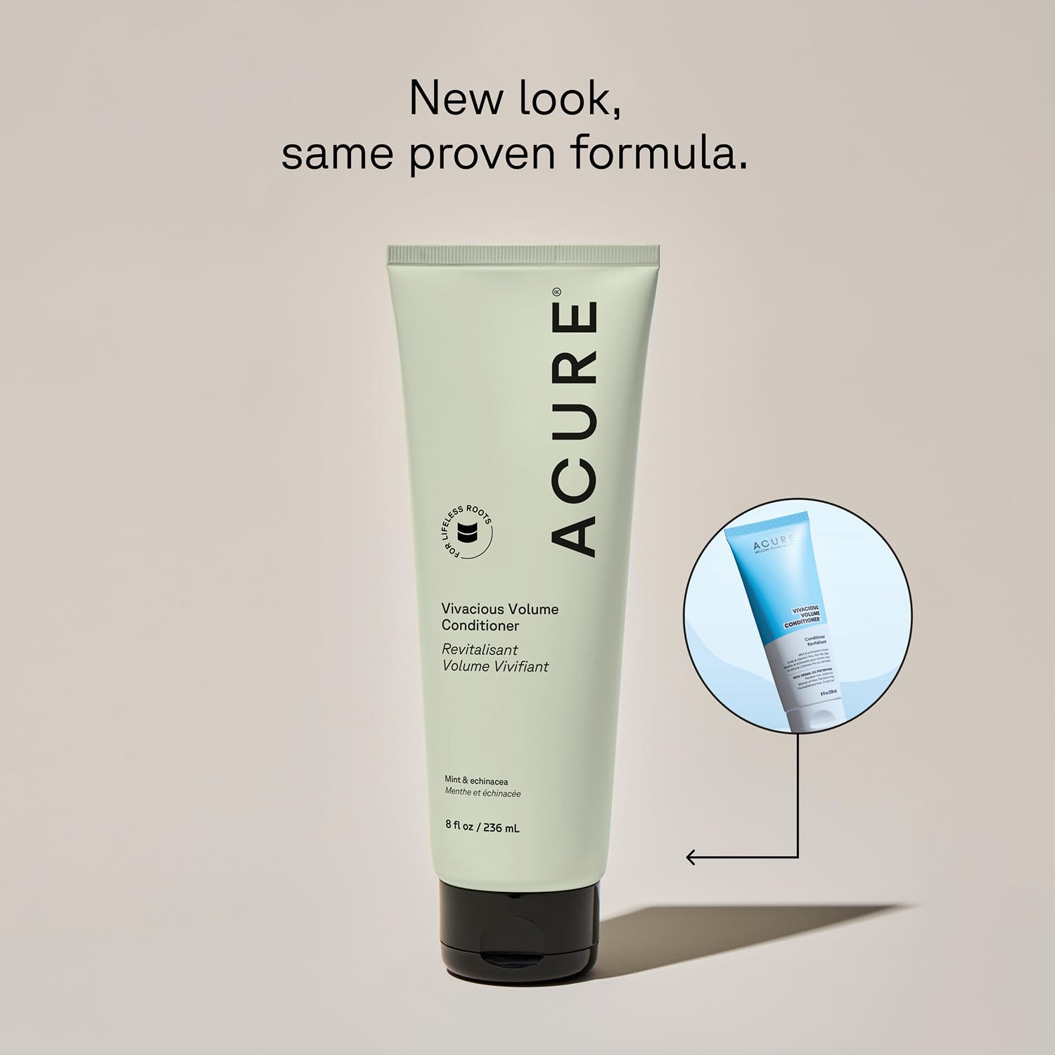 Acure Vivacious Volume Conditioner | Mint & Echinacea Volume Regimen | Lift and Nourish Fine, Fragile Hair | for Fullness and Body | 8 Fl Oz