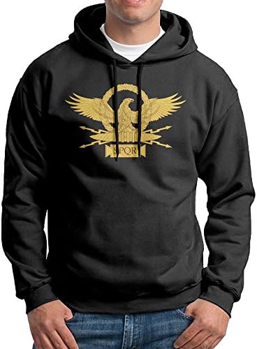 Mens Roman Eagle SPQR Pullover Sweatshirt Black