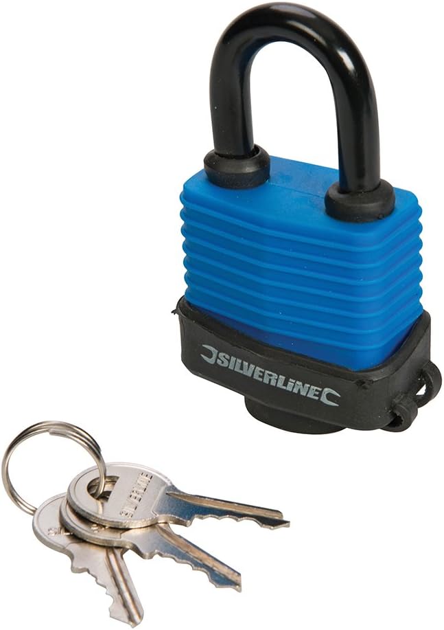 Silverline 196551 Weather-Resistant Padlock 48 mm, Blue