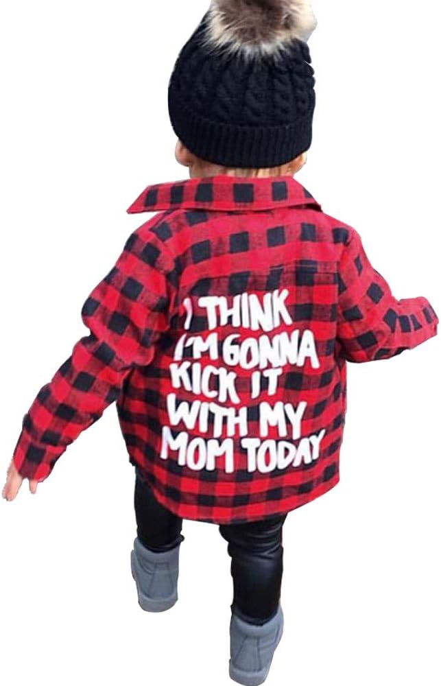MERSARIPHYToddler Long Sleeve Shirt Baby Boy Girl Plaid Top for Toddler Spring Winter Coat for Kid