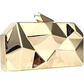 YYW Women Geometric Lattice Pattern Metal Evening Bag Party Wedding Bridal Prom Purse Crossbody Bag with Chain