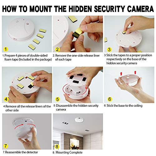 Toughsty 16GB 1080P HD Home Security Camera Recorder Smoke Detector Fire Alarm Hidden Spy Cam Motion Activated 24 Hour Surveillance - Thumbnail 5