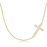 LUHE Cross Necklace for Women Sterling Silver Cross Pendant Necklace Opal Jewelry Religious Jewelry Christian Gifts