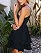 Womens Sexy Deep V Neck Spaghetti Strap Pleated Ruffle Short Skater Mini Dress