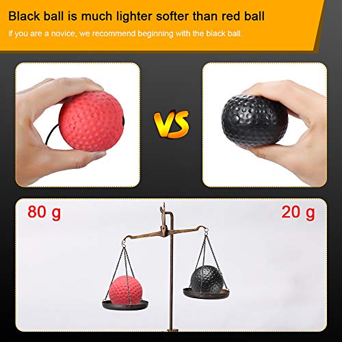 i-FSK Boxing Reaction Fight Reflex Ball, Training Ball Perfect for Reaction, Agility, Punching Speed, Fight Skill and Hand Eye Coordination Training with Adjustable Headband Finger Strengthener