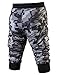 LETSQK Men's Camo Jogger Short Slim Fit Gym Workout Training Capri Trousers White L