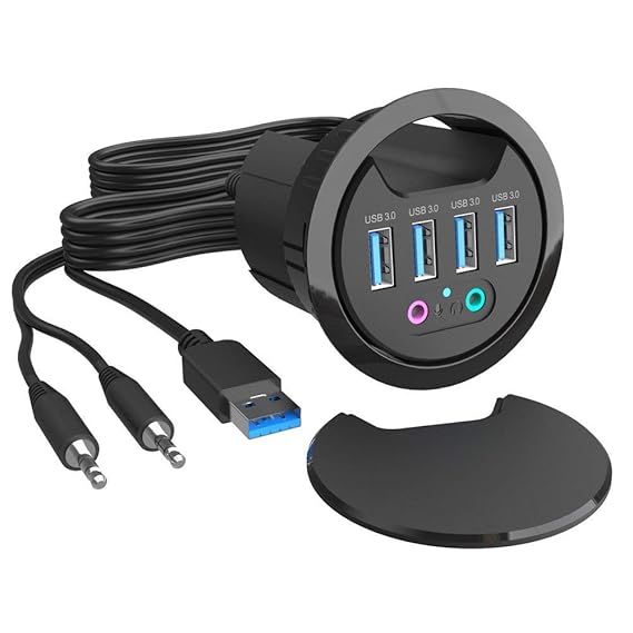 In Desk USB 3.0 Hub with Audio Jack THC06IV (4x USB Type A Ports