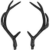 Sewroro 1 Pair Plastic Deer Antlers Artificial Deer Antlers Black Fake Reindeer Headband Costume DIY Halloween Holiday Accessories
