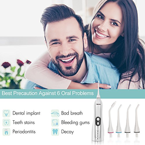 TENKER Cordless Water Flosser with 4 Jet Tips, Rechargeable Oral Irrigator 4-Mode High Capacity Water Tank Portable Dental Irrigator for Home Travel - Thumbnail 4