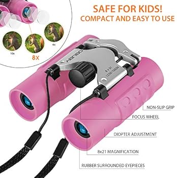 Amazon.com: Binoculares para niños. Los mejores regalos para los niños de 3  a 12 años. Binoculares de juguete para Niños Niñas, Óptica de 8x21 real de  alta resolución Mini compactos, Telescopio pequeño