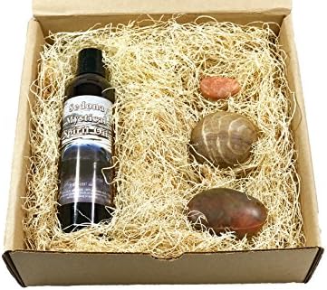 Sedona Mystical Healing Stones kit , Medicine man blessed massage -channeling stones &amp; 100% all natural essential oil blend ,8 oz. mystical healing body oil,Hot Stone massage set