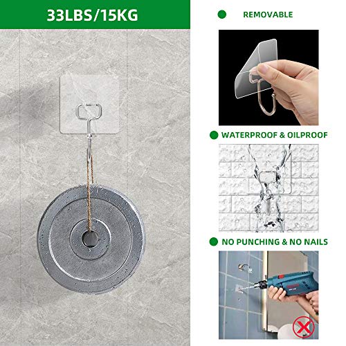 Large Adhesive Wall Hooks 33LB(Max), SUNDOKI Self Adhesive Hooks