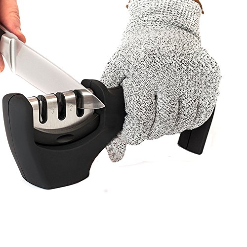 MZCH Knife Sharpener for Kitchen Knife, Fruit Knives, Folding Pocket Knives, 3-Stage Knife Sharpening System f