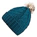 GRAMONI Men / Women's Winter Hand Knit Faux Fur Pompoms Beanie Hat (Single-green)