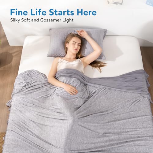 HOMFINE Cooling Blanket for Hot Sleepers - Summer Blanket Thin Lightweight Breathable Soft Double Side Enhanced Cooling for Bed Couch Sofa, Keep Cool for Night Sweats (Grey, 60 x 80 inches)