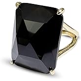 Crystal Ring for Women, Natural Gemstone Rings Healing Crystal Jewelry, Rectangle Amazonite Amethyst Sunstone Obsidian Strawberry Quartz Rings, Boho Gold Adjustable Rings for Lady.