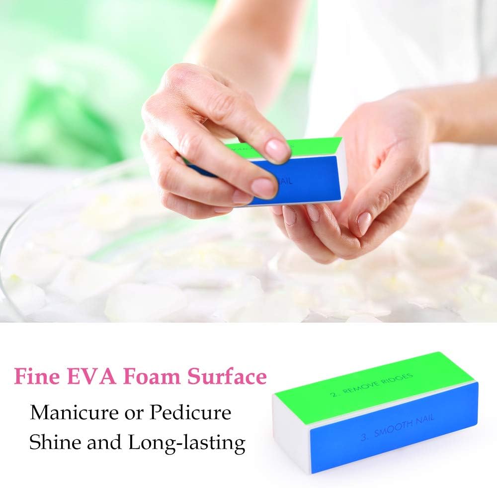 12 Pcs Nail Files and Buffers Set,4 Shapes Professional Nail Files Block 100 180 Grit Double Sided Emery Board Manicure Set for Trimming Grinding Polishing Shining Manicure Tools - Image 4