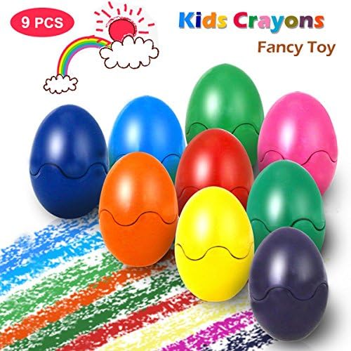 MUSKY Crayons for Toddlers, 9 Colours Paint Crayons for Babies Non Toxic Egg Shaped Wax Crayons Washable Doodle Toy Colouring Crayons for Kids, Children, Boys,Girls, Adult