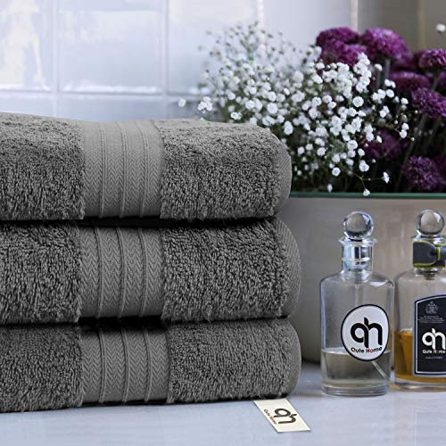 4-Piece Bath Towels Set for Bathroom, Spa & Hotel Quality | 100% Cotton Turkish Towels | Absorbent, Soft, and Eco-Friendly (Dark Grey)