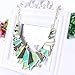 Fashion Green Enamel Bib Link Plaque Dangle Stick Necklace Stud Earrings Set