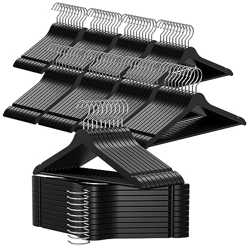 OGIVO Kleiderbügel Holz 100er Set (Schwarz) 360° drehbarer Haken