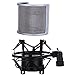 Microphone Shock Mount with Pop Filter, Mic Anti-Vibration Suspension Shock Mount Holder Clip for Diameter 46mm-53mm Microphone (Grey)