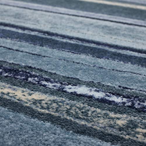 Mohawk Home New Wave Rainbow Dusk Striped Printed Area Rug, 5'x8', Blue & Cream Pricepulse