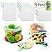 BeeGreen Reusable-Produce-Bags-Washable 9 Pack 100% Food Contact Safe Zero Waste See Through Mesh Produce Bags for Grocery Shopping Storage Fruit Vegetable and Toys Large Medium Small