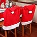 Toulifly Christmas Santa Hat Chair Covers, Santa Hat Chair Covers, Red Hat Chair Back Covers Kitchen Chair Covers Sets for Christmas Holiday Festive Decor, Christmas Decorations Chair Covers, 6 Pcs