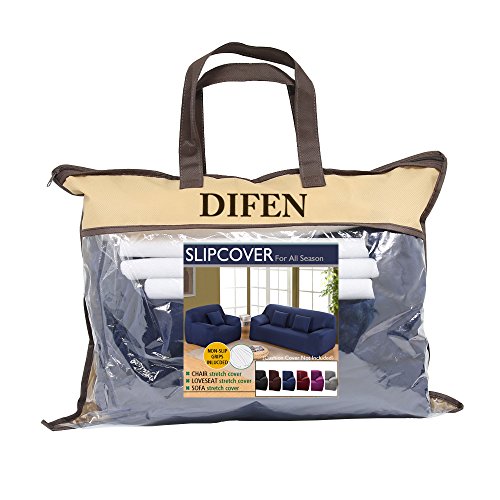 DIFEN Chair Loveseat Sofa Stretch Elastic Polyester Spandex Couch Slipcover 1 2 3 4 Seater (Sofa (74"-90"), Style-A)