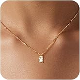 HERIER Diamond Pendant Necklace for Women, Dainty Gold Necklace 18k Gold Plated Paperclip Choker Necklaces Cute Open Oval Necklaces Simple Gold Necklace Jewelry Gifts for Women Trendy