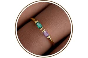 JSJOY Birthstone Rings for Women Dainty Emerald Blue Ring Birthday Gifts for Mom Her Gemstones CZ Ring for Teens Gold Rings That Don't Tarnish Adjustable Ring Jewelry Gifts