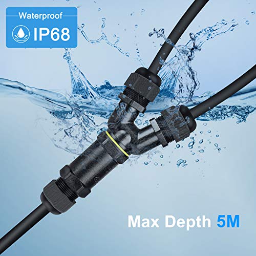 Kabelverbinder Wasserdicht IP68, DAMORON 3-polig Y-Abzweigdose für ø4-12 mm Kabeldurchmesser Verbindungsmuffe Erdkabel… – Bild 3