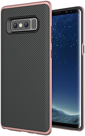Samsung Note 8 Case,ITHILDINS Anti-fingerprint Carbon Fiber Texture TPU + Hard PC 360 Protection Cute Girly Impact Resistant Lifeproof Thin Fit Slim Case for Galaxy Note8 Phone 2017 - Rose Gold