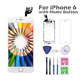 For iPhone 6 Screen Replacement, Arotech Full Assembly 4.7 Inch LCD Display Digitizer Repair Kit with Home Button, Compatible with A1549 A1586 A1589 Version Include Repair Tools (White)