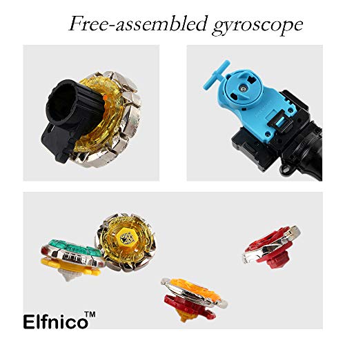 Elfnico Battling Tops Metal Fusion Starter Set with 4D Launcher Grip Burst Battle Set