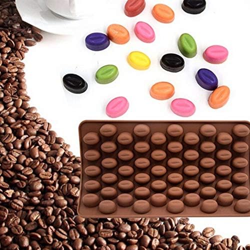 Danigrefinb Cake Mold Silicone, 55 Cavity Silicone Coffee Beans Cake Mould Oven Chocolate Decor Baking Tool - Coffee
