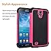 Njjex for Galaxy Mega 6.3 Case， [Nveins] Shock Absorbing Hybrid Dual Layer Rubber Plastic Impact Armor Defender Bumper Rugged Hard Sgell Case Cover for Samsung Mega 6.3 i9200/i9205/i527 [Rose]
