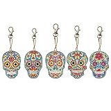 DIY Keychains, Skull Diamond Painting Special-Shaped Donuts Diamond Painting Ornaments Pendants Key Rings，Small Diamond Art for Kids and Adult Beginners (5pcs/Set)