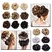 Benehair Hair Bun Hairpiece Scrunchy Updo Hair Pieces Fluffy Scrunchies Donut Hairpiece Synthetic Curly Wavy Messy Chignons With Elastic Rubber Band Light Brown-Thicker 1pc 35g