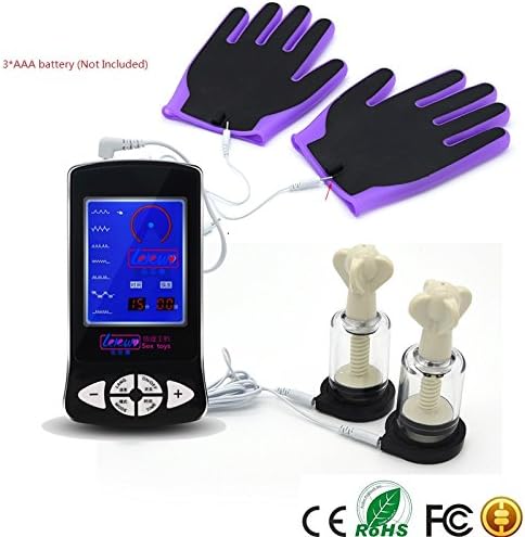 Janxon(TM) Ele ctr ic Conductive Gloves Nip ple Sucker Full Body Massage Med ic al Themed Of S e x Toys For Woman Man